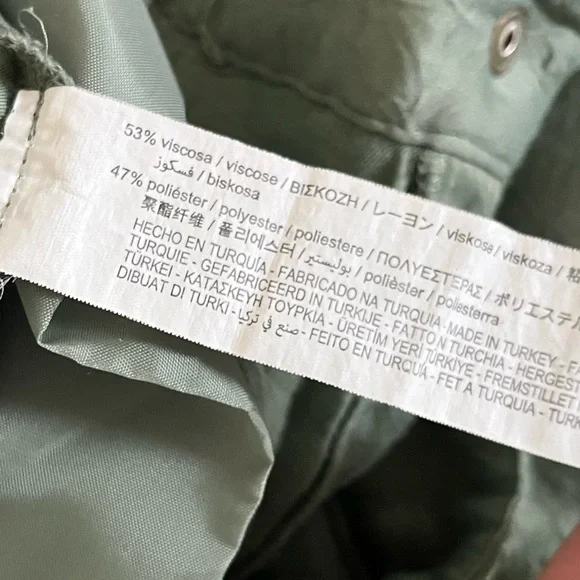 ZARA Sage Green Pants Button Cuff Women’s Small - Picture 5 of 6